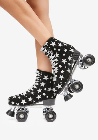 Silver Lucky Star Glitter Roller Skates