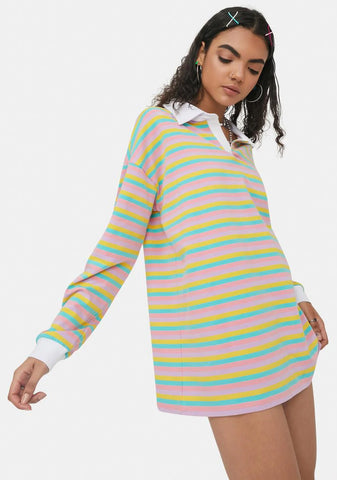Join The Club Striped Polo Tee