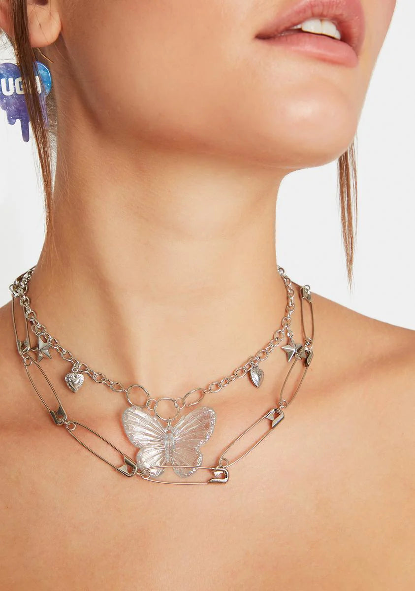Wings Of Danger Layered Chain Necklace
