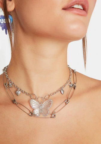 Wings Of Danger Layered Chain Necklace