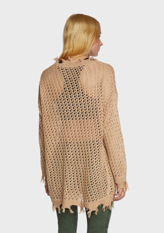 Quick Timing Crochet Top - Brown