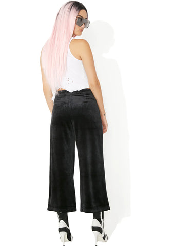 Sporty Velour Wide Leg Trousers