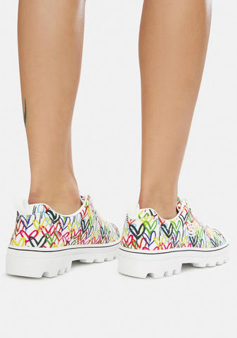 x JGoldcrown White Hashtag Love Roadies Sneakers