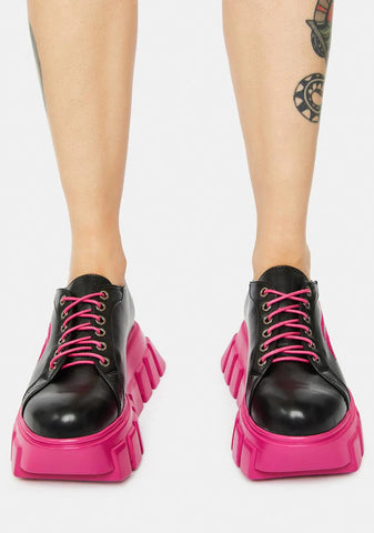 Hot Pink Markings Platform Sneakers