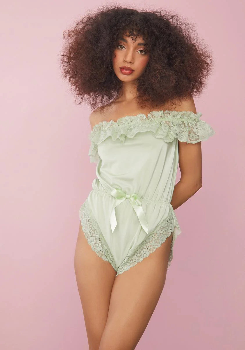 Sage Into You Lace Romper