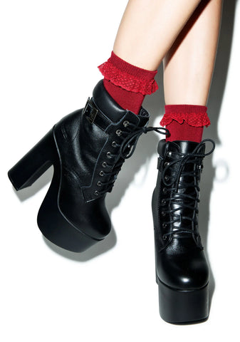 Struck By Cupid Ruffle Ankle Socks