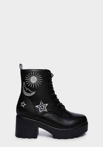 Astro Star And Moon Chunky Boots