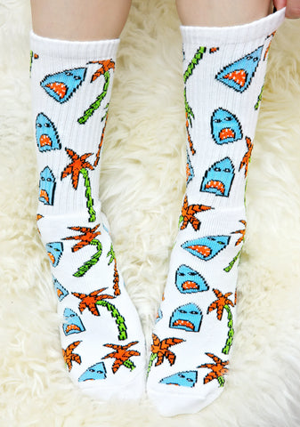 Anne Freeman Shark Attack Crew Socks