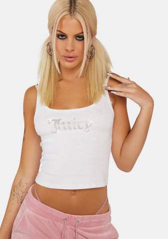 White Small Bling Tank Top