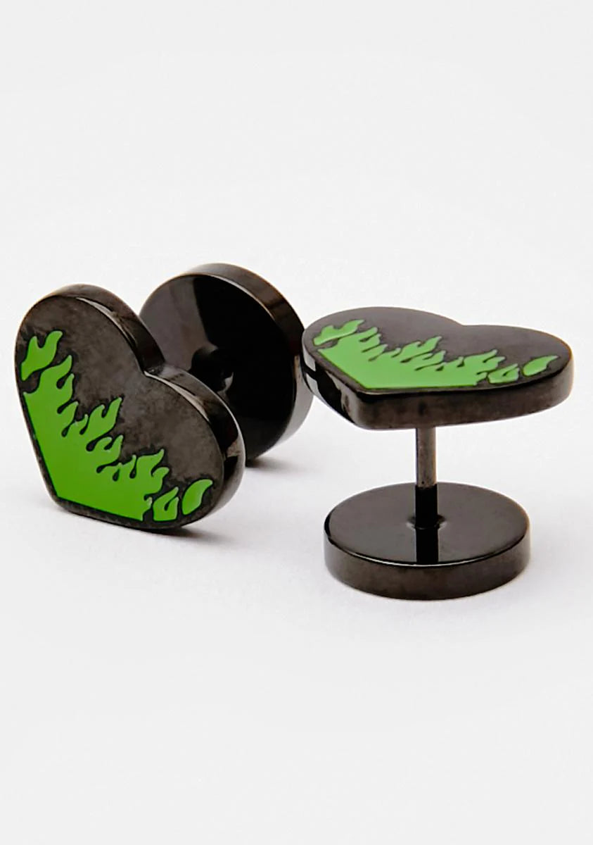 Neon Burning Love Stud Earrings