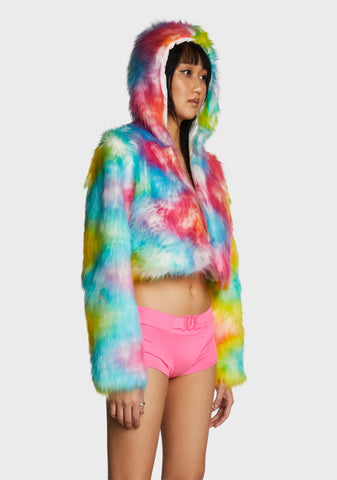 Light Up Crop Fur Jacket