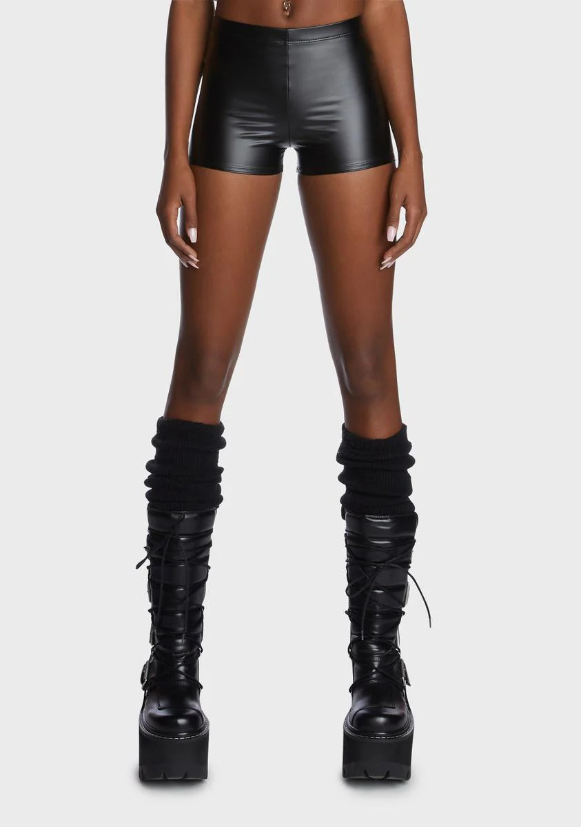 On The Edge Vegan Leather Shorts