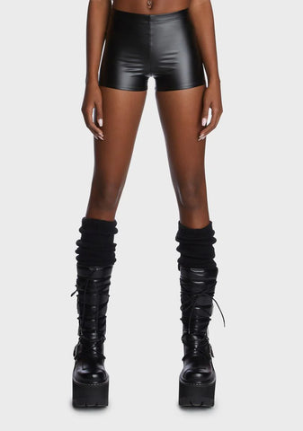On The Edge Vegan Leather Shorts