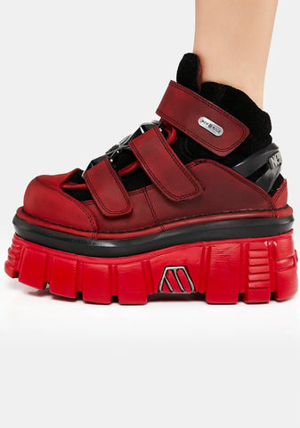 Red Leather M-285-C60 Ankle Boots