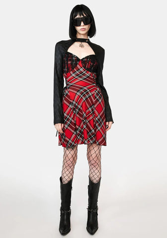 Plaid Cut Out Mini Dress