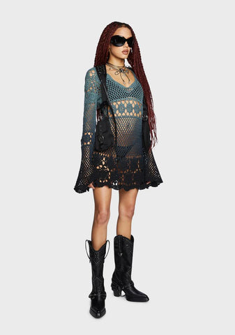 Bottled Appetites Crochet Dress - Green