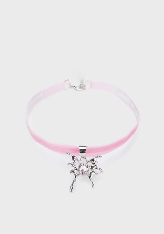 Warped Utopia Velvet Choker - Pink