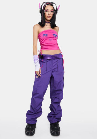 Anime Face Ruched Bandeau Top