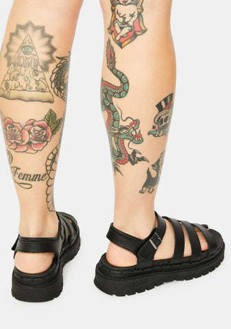 Black Jammers Poppin' Strappy Sandals