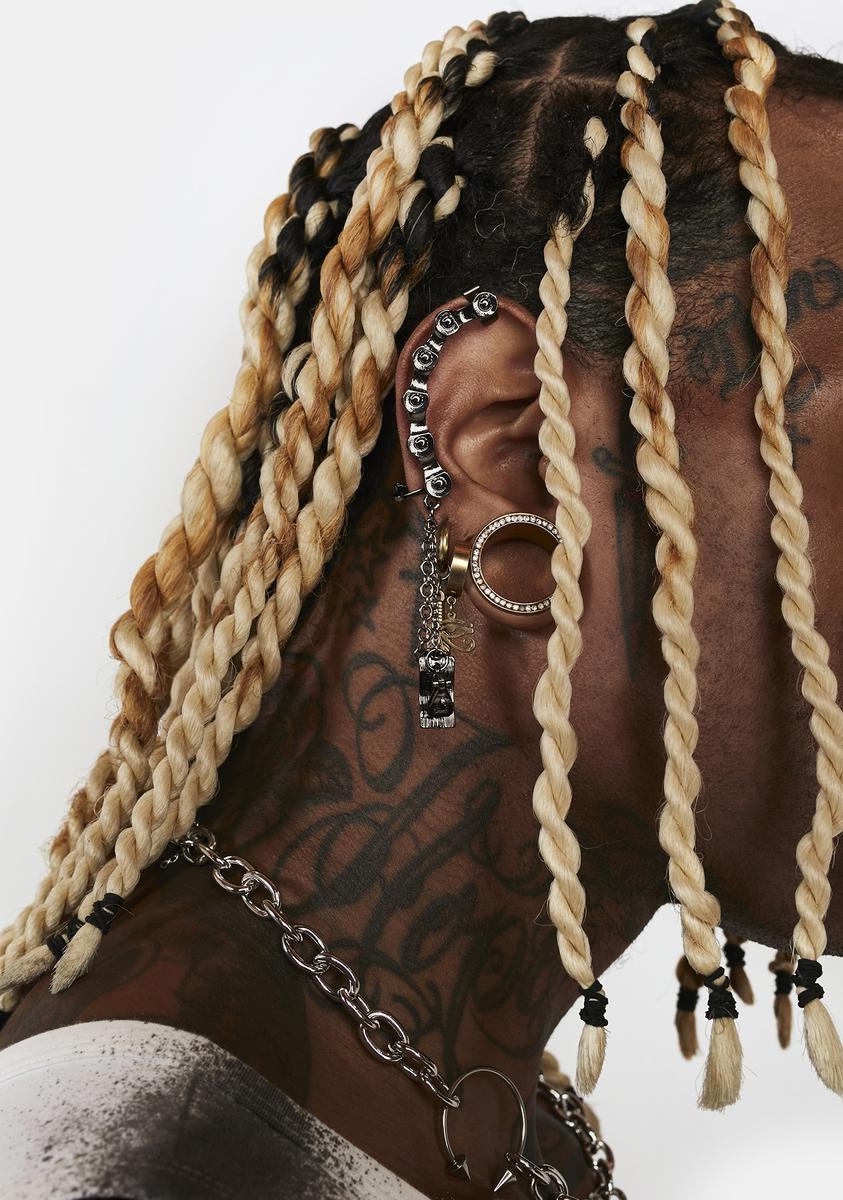 Distortion Drop Chain Roller Ear Cuffs