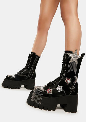 Mystic Superstar Liquid Velvet Platform Boots