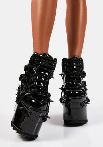 Qozmo Patent Bondage Rose Platform Sneakers