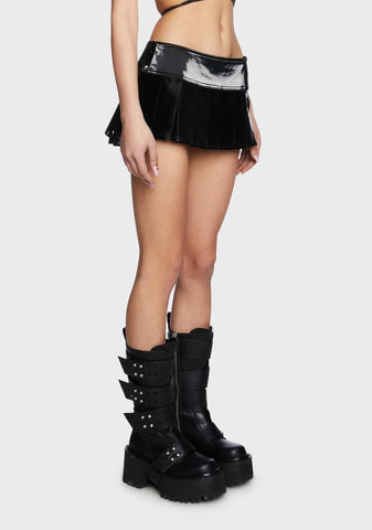 Modulation Liquid Velvet Pleated Micro Skirt