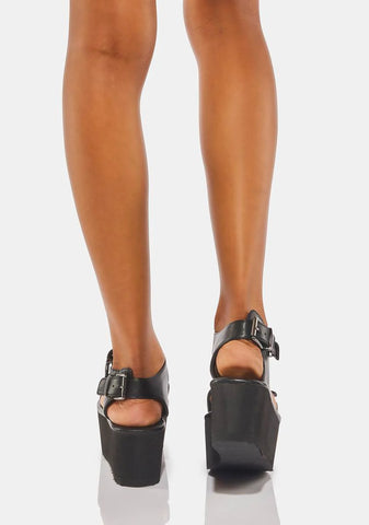Black Chase Platform Sandals