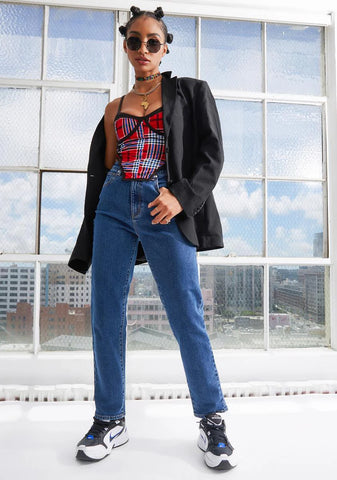 Lustful Calls Plaid Bustier Top