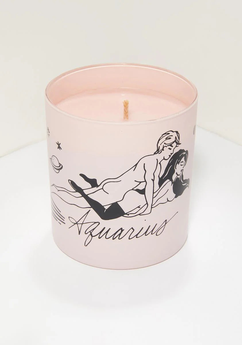 Pink Aquarius Zodiac Massage Candle