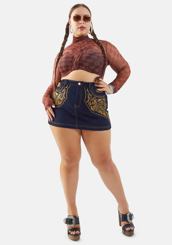 Real Luxury Vibes Checker Mesh Crop Top