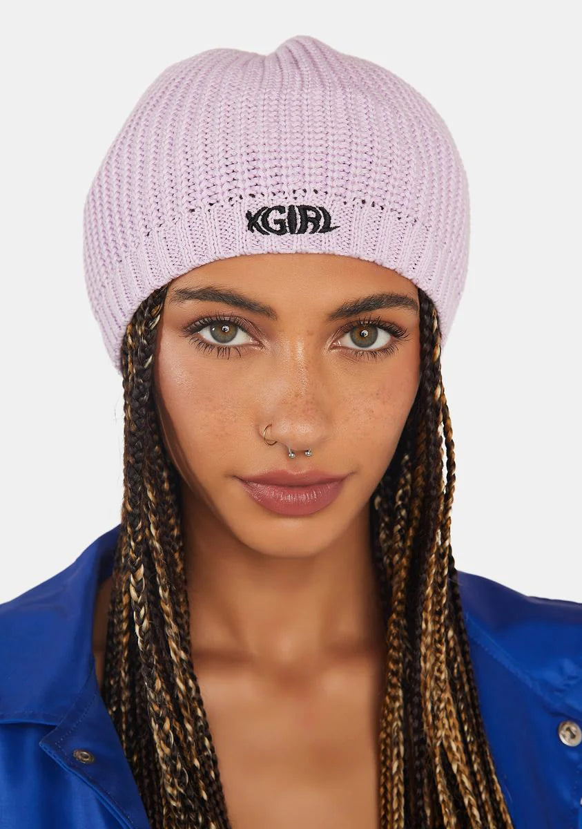Purple Rib Knit Beret