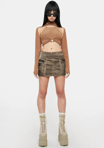 Atmosphere Washed Brown Cargo Skirt