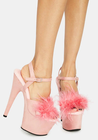 Light Pink Adore Fluffy Heels