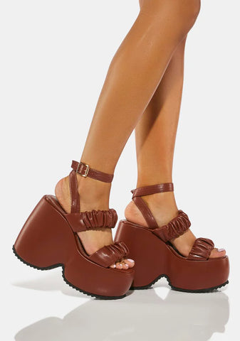 Brown Egey Platform Sandals