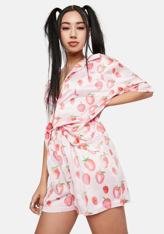 X Dessie Jackson Painted Strawberries Shorts