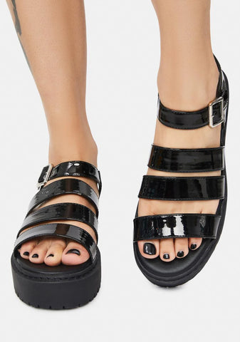 Noir Met Someone Platform Gladiator Sandals