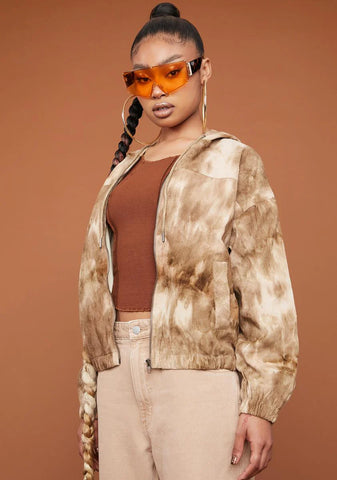 Olive On The Flip Side Tie Dye Zip Up Hoodie