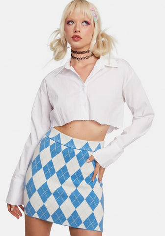 Sky Sleek Stunt Argyle Mini Skirt