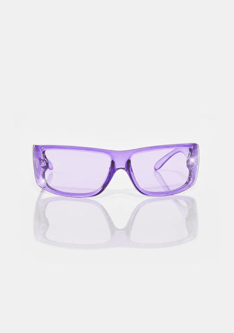 Lilac Let Ur Guard Down Clear Sunglasses