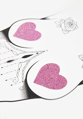 Pegasus Kisses Iridescent Glitter Heart Pasties