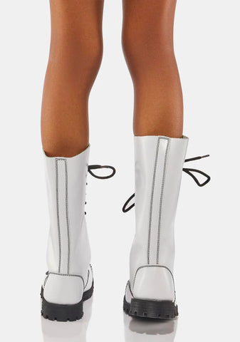 White Ranger 14 Eyelet Leather Combat Boots