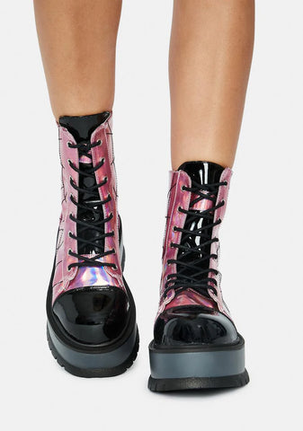 Pink Deadly Prey Platform Boots