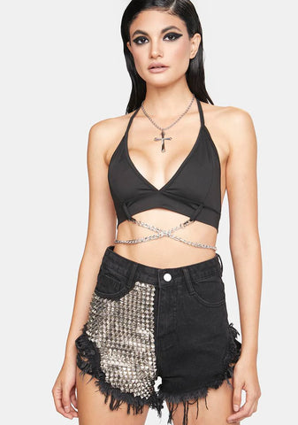 Night Drive Studded Hot Shorts