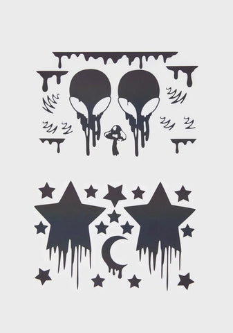 Rainbow Reflective Alien Body Stickers Set
