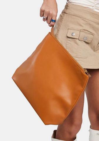 Caramel The Aria Slouchy Clutch Bag