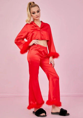 Crimson Lover's Quarrel Satin Pajama Bottoms