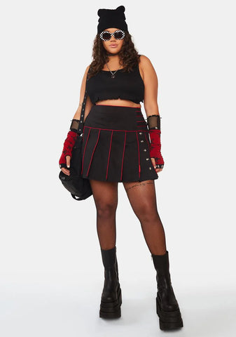 Plus Band Pleated Skirt