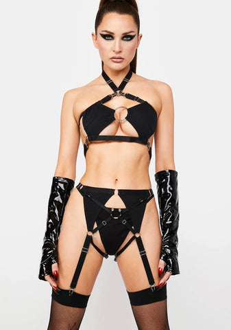 Strappy Garter Belt And Thong Set