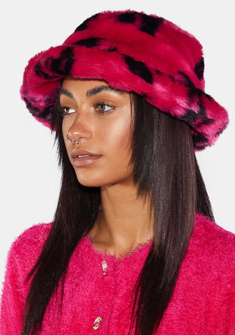 J'adore Dick Monogram Faux Fur Bucket Hat